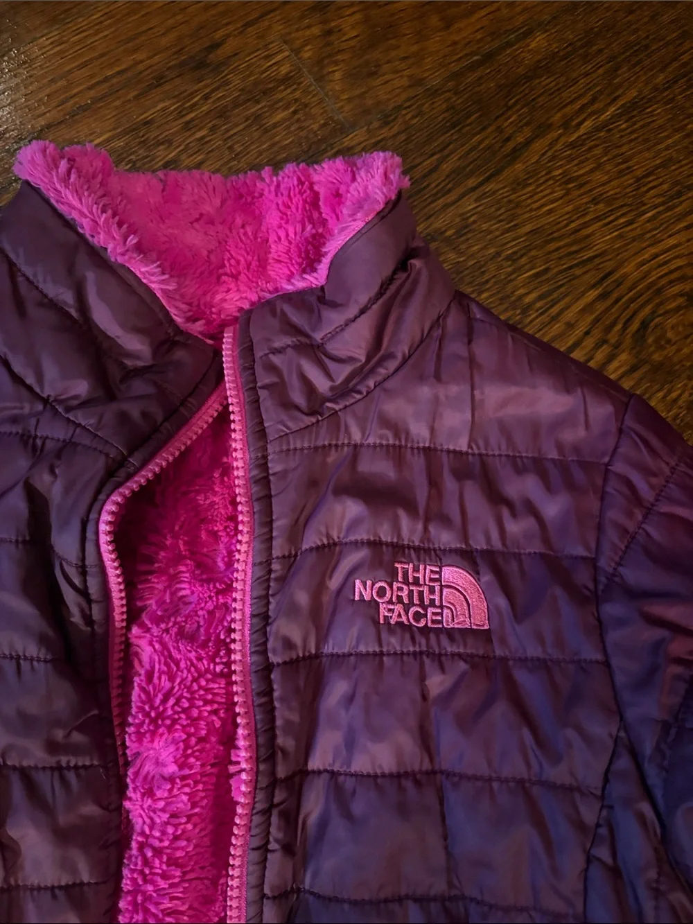 Girls The North Face Girls' Plum Jacket with Pink Fleece Lining